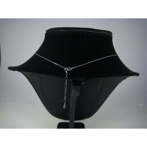 SB Rhinestone Crescent Moon Pendant Silvertone Chain Necklace 17in Choker Wiccan - Picture 8 of 9